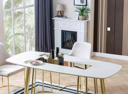 Dining table luxury kitchen table made of wood dining table new style modern white